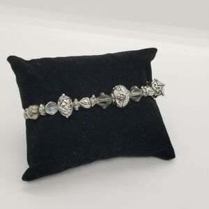 silver tone metal beaded bracelet